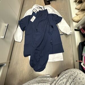 Complete Doctors Costume- Scrub top and pants, lab coat, stethoscope, scrub cap